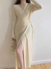 BXOXO party look inspos Women Knitted Dress New Autumn Winter Slim Lace-Up Long Sleeve Casual Sweater Dresses Elegant Fashion Office Female Vestidos